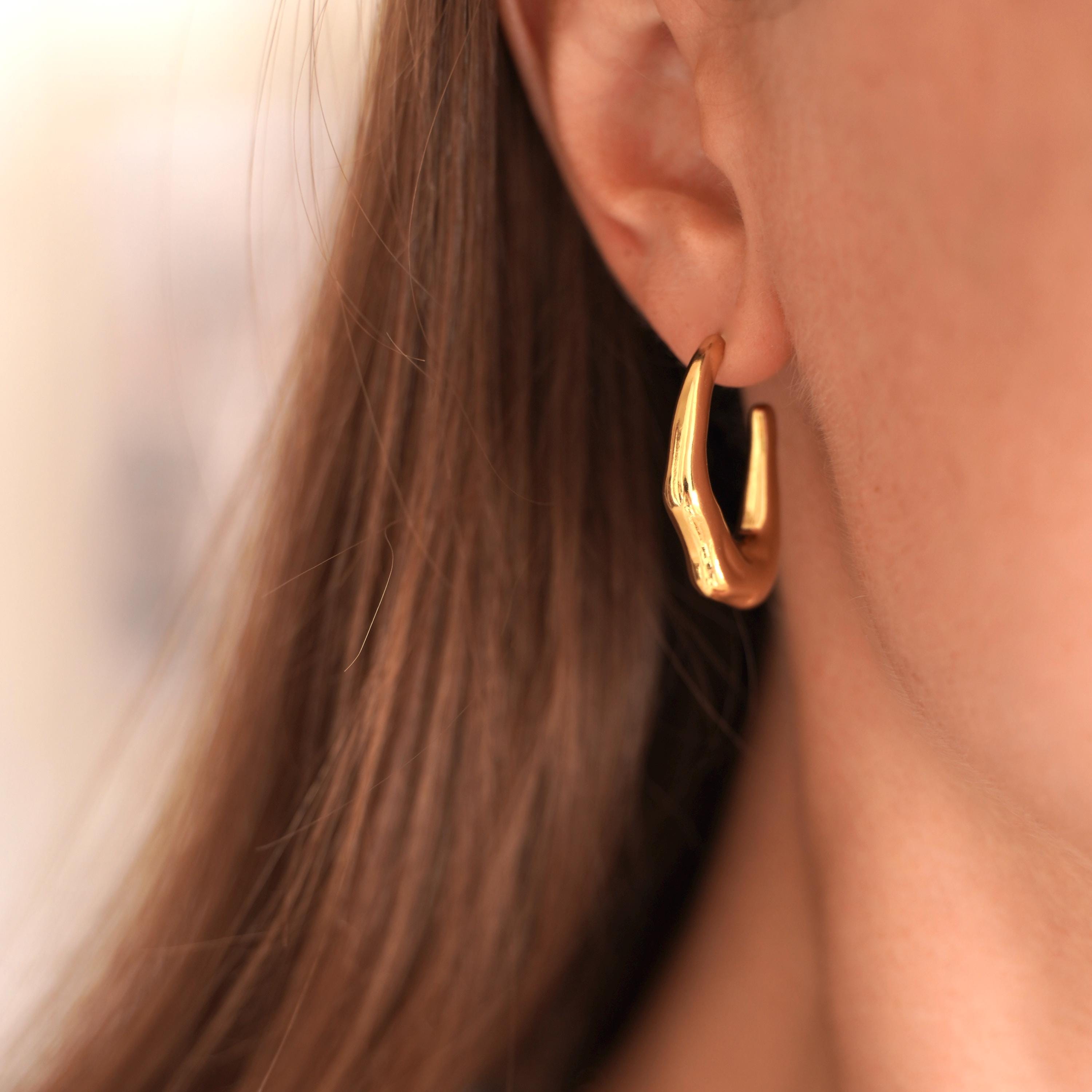 Boucles d'oreilles pendantes acier inoxydable / Boucles d'oreilles tendance bombées