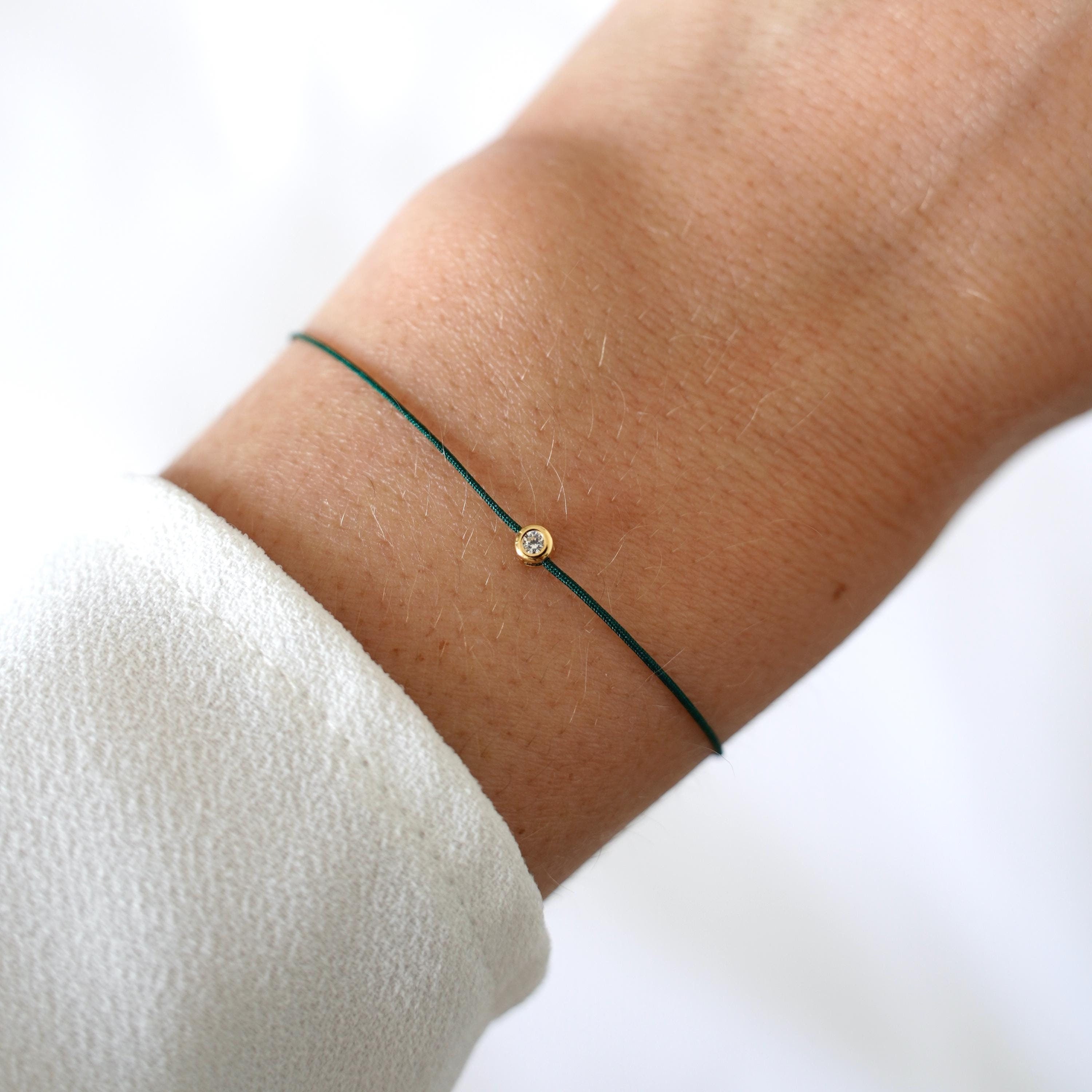 Bracelet femme plaqué or brilliant zirconium / Bracelet fin minimaliste / Bracelet amour amitié