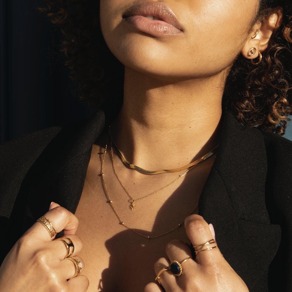 Collier acier inoxydable pendentif étoile chaine boule / Collier femme fin chaine double