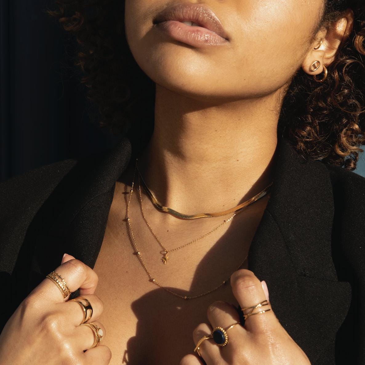 Collier chaine plate serpentine acier inoxydable / Collier femme doré chaine / Snake chain