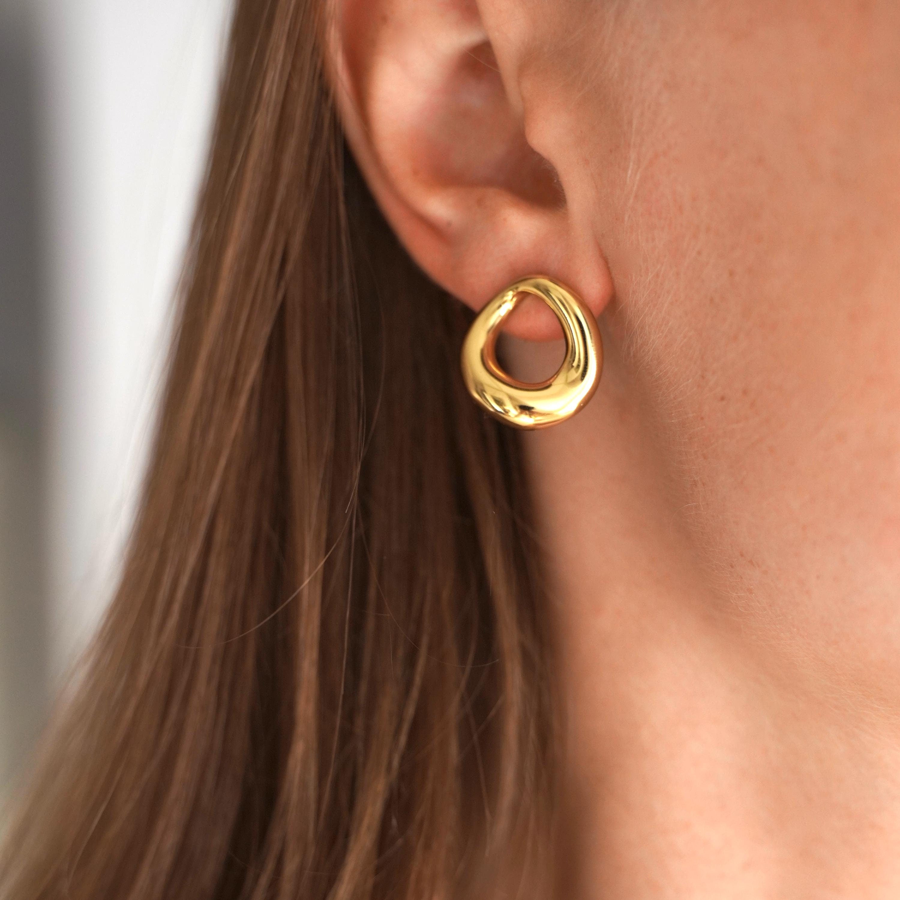 Boucles d'oreilles acier inoxydable rondes bombées / Boucles d'oreilles anneau
