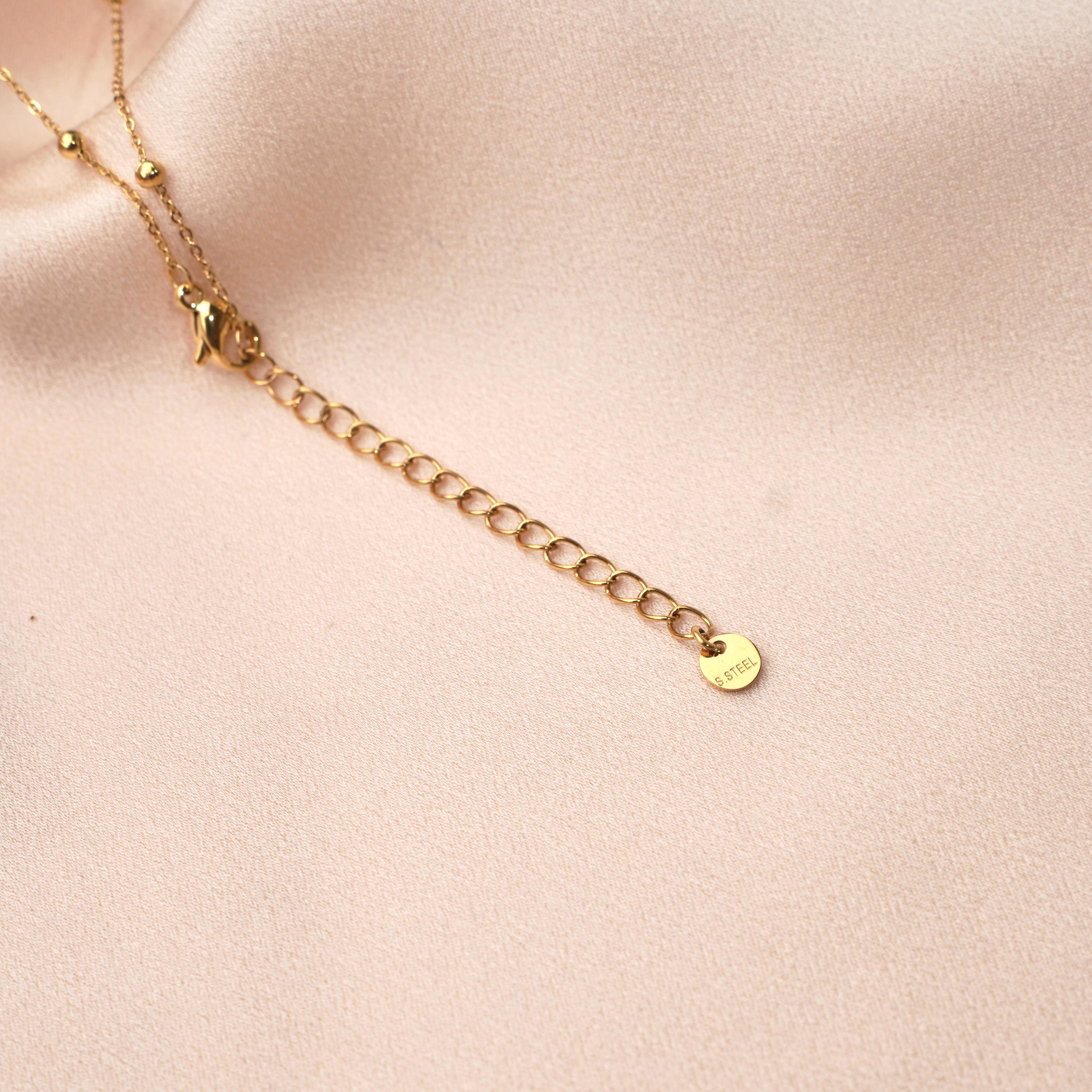 Collier acier inoxydable pendentif fleurs en nacre blanche / Collier femme fin chaine