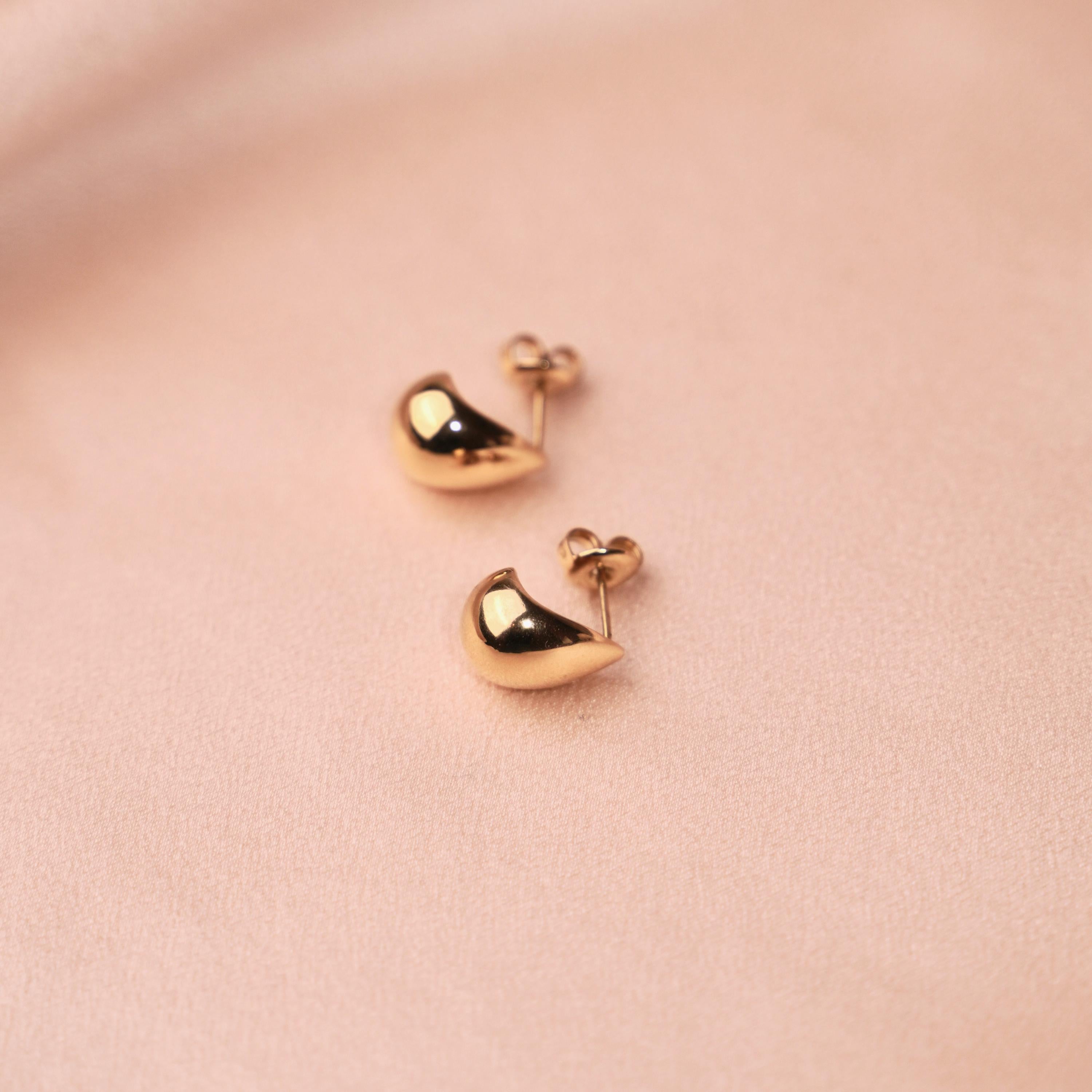 Boucles d'oreilles bombée goutte acier inoxydable