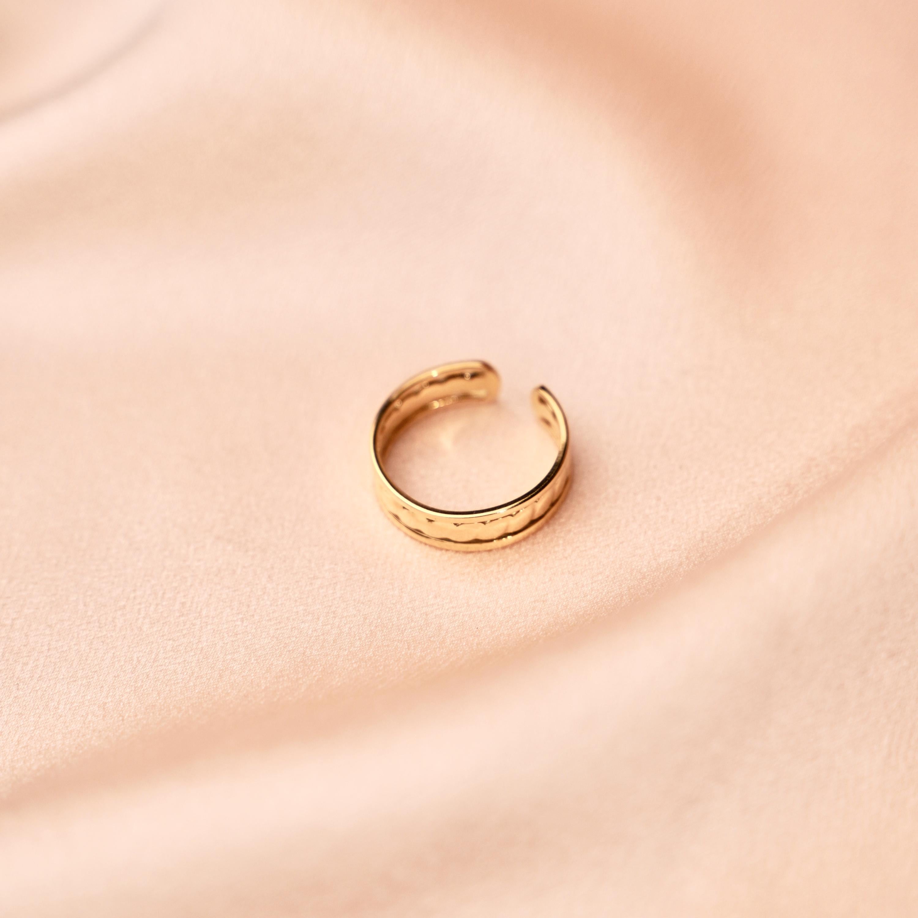 Bague femme acier inoxydable / Bague réglable dorée résistante à l'eau