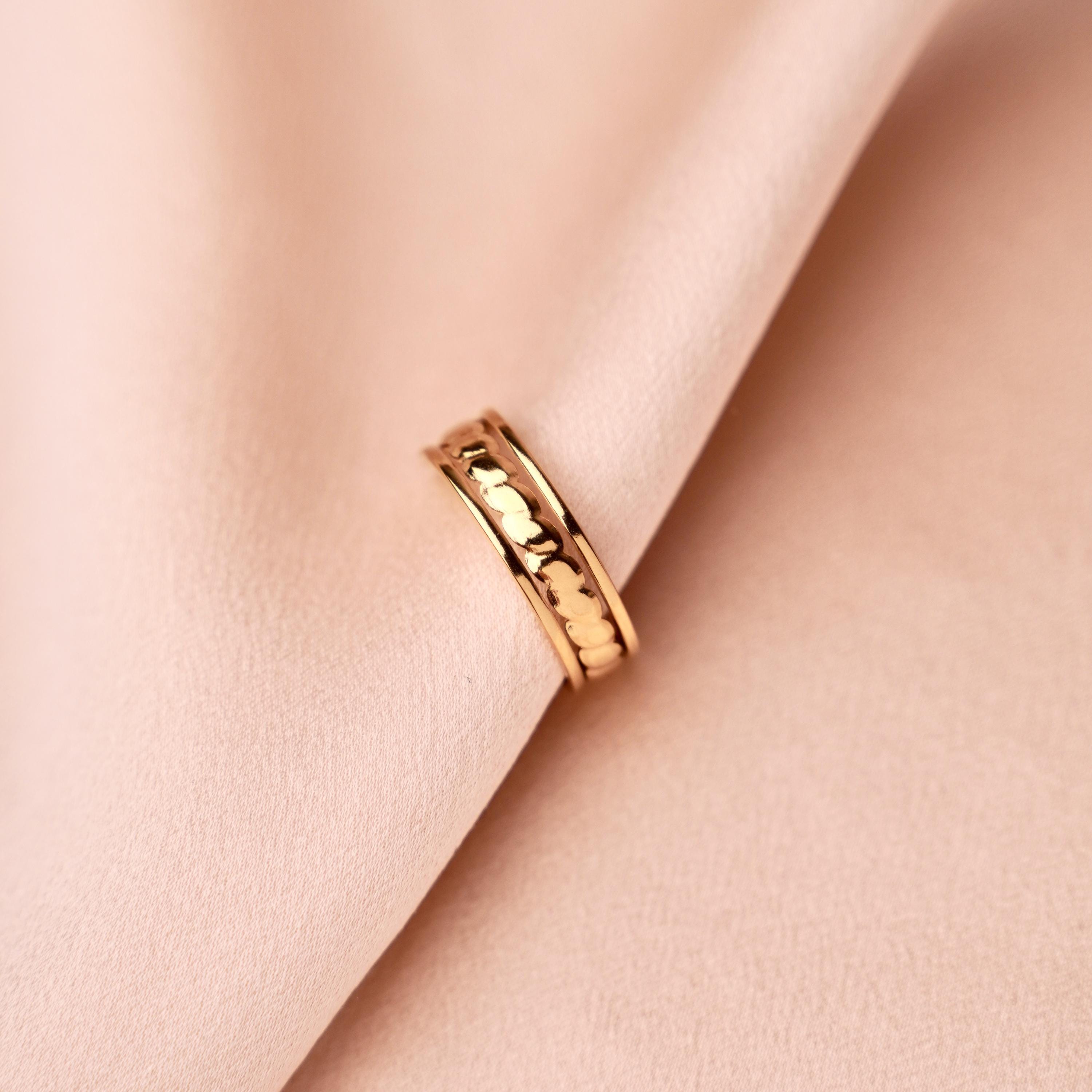 Bague femme acier inoxydable / Bague réglable dorée résistante à l'eau