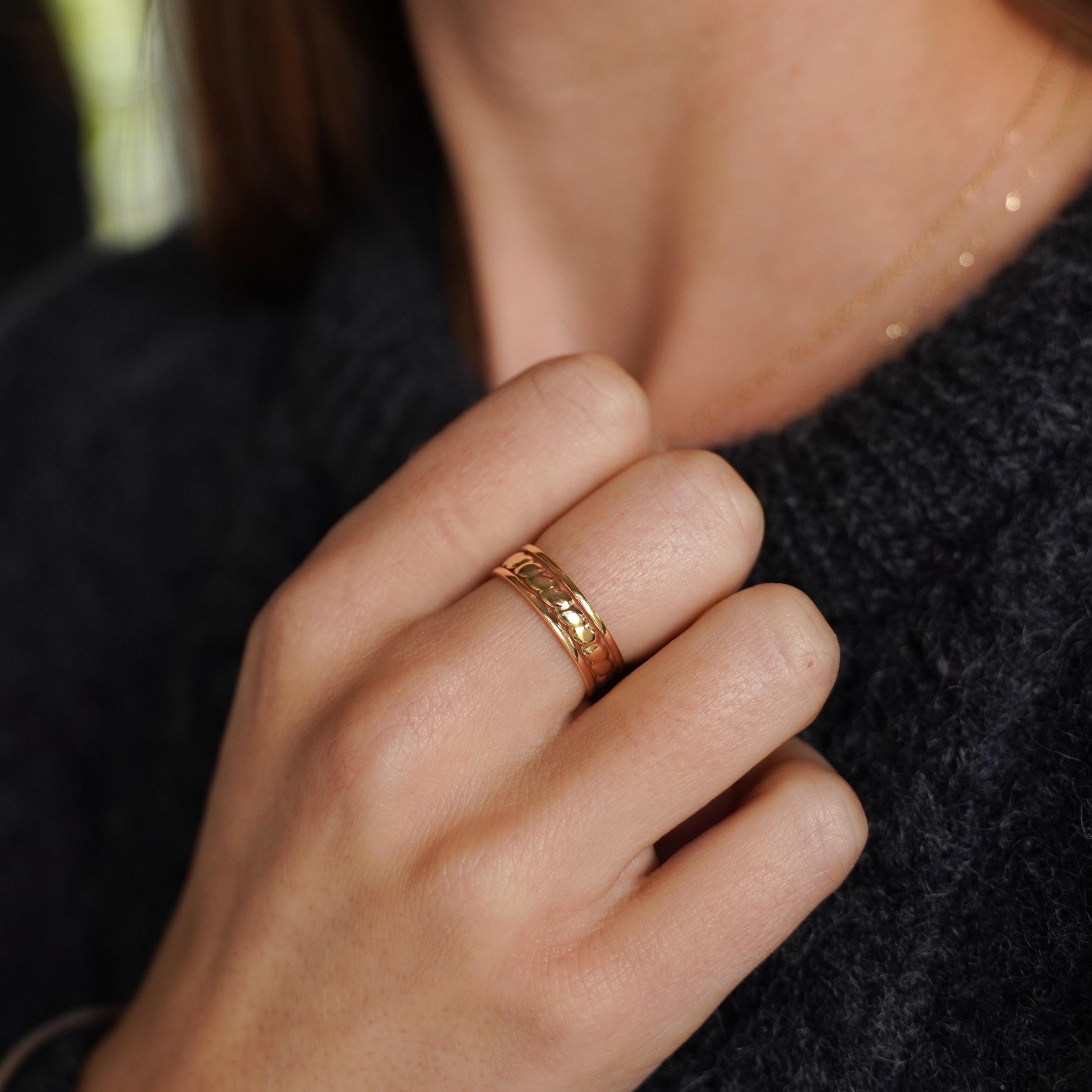 Bague femme acier inoxydable / Bague réglable dorée résistante à l'eau