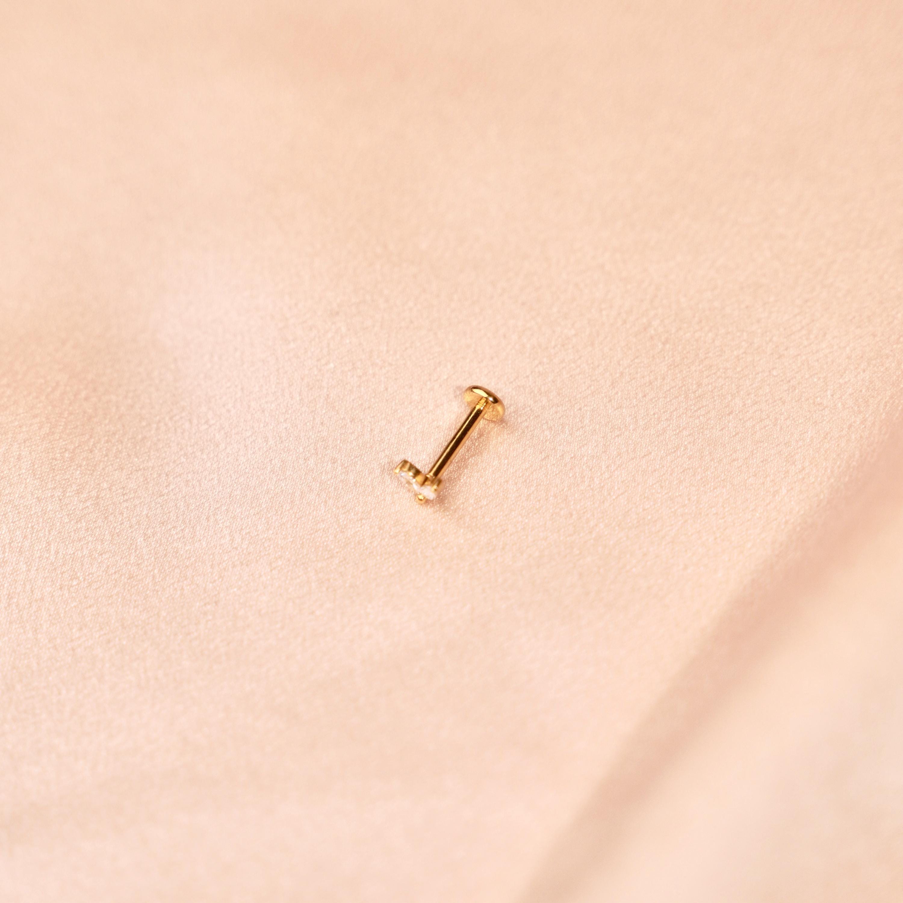 Piercing d'oreille en oxyde de zirconium et acier inoxydable / Boucle d'oreille minimaliste individuelle