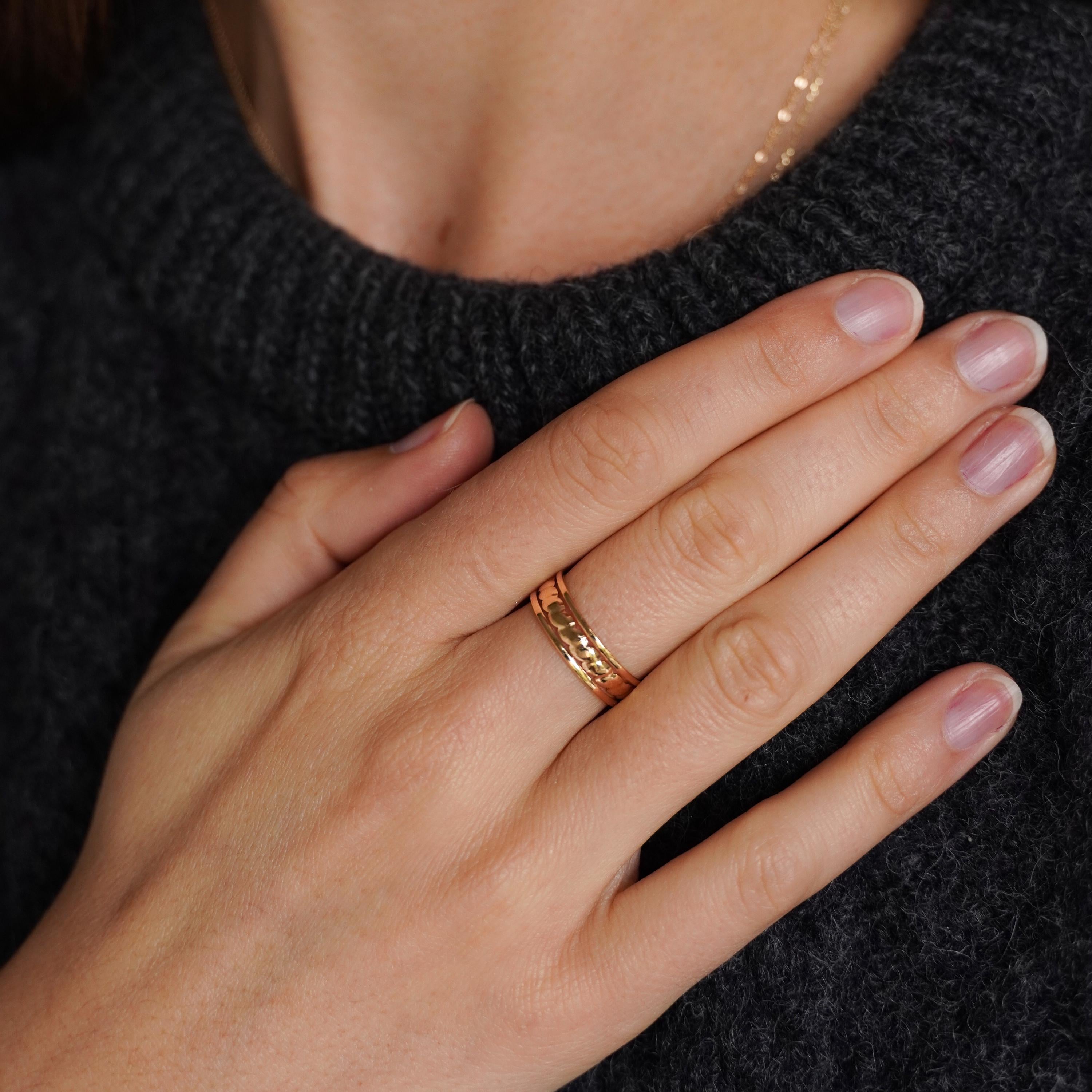 Bague femme acier inoxydable / Bague réglable dorée résistante à l'eau