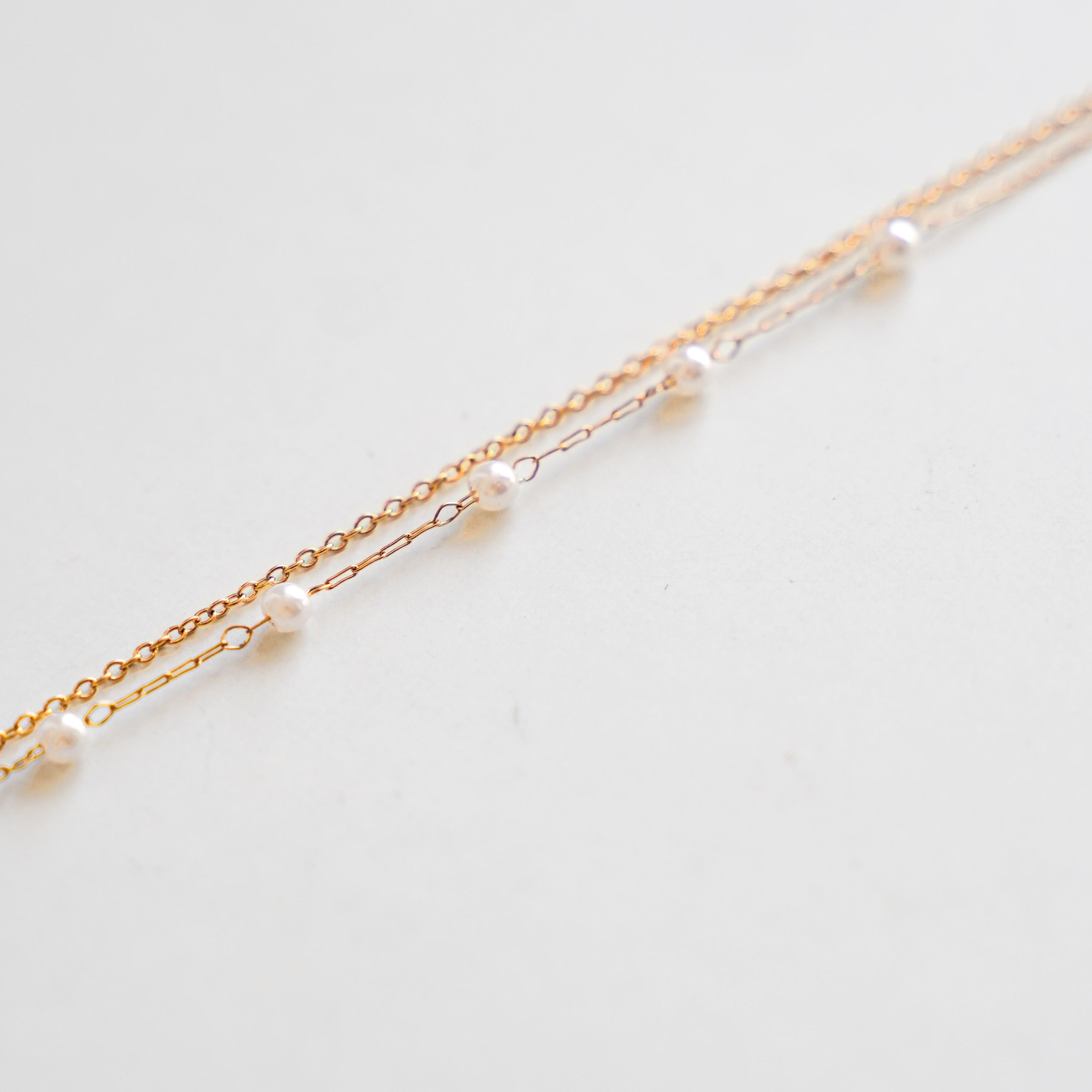Bracelet double perles blanches / Bracelet fin perles blanches
