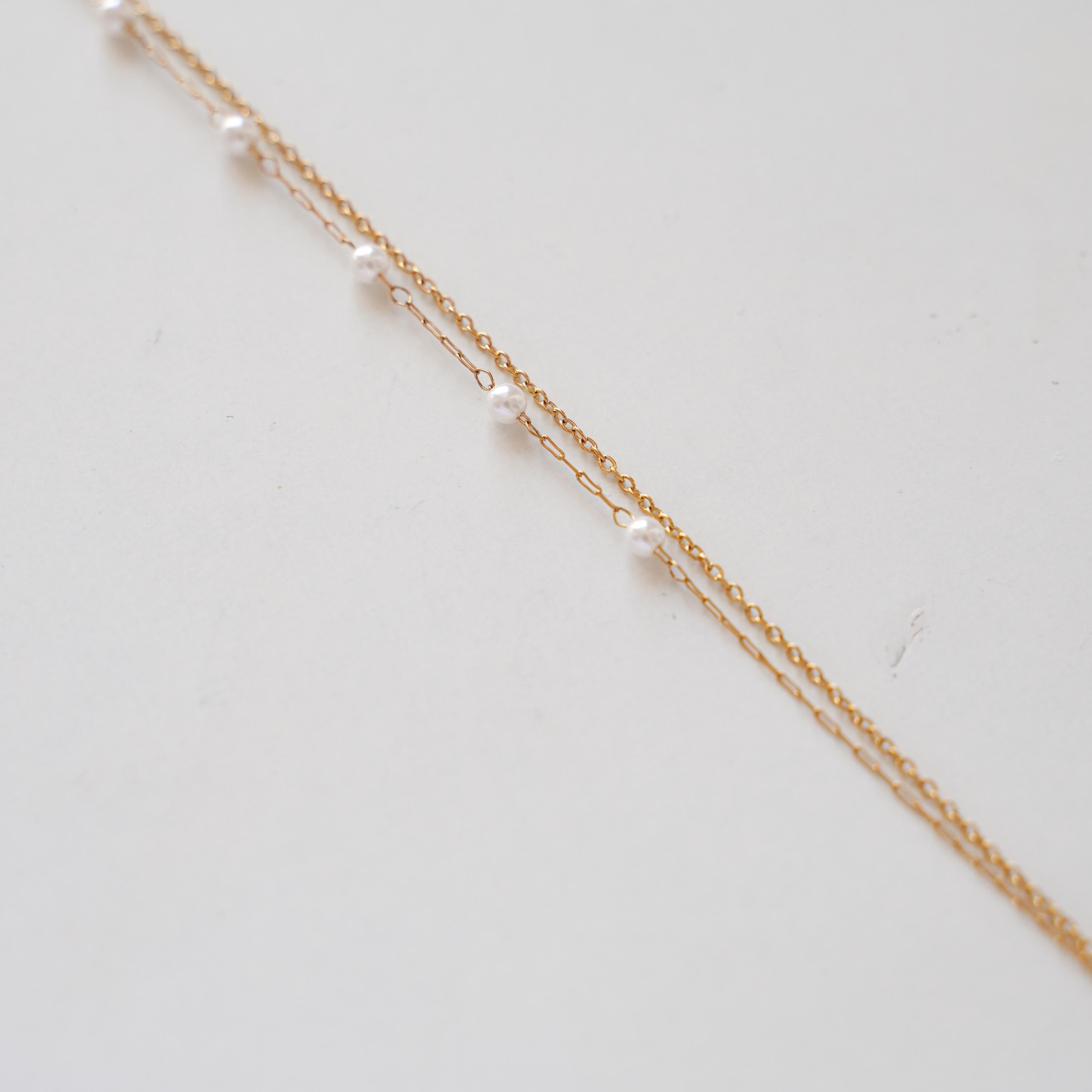Bracelet double perles blanches / Bracelet fin perles blanches