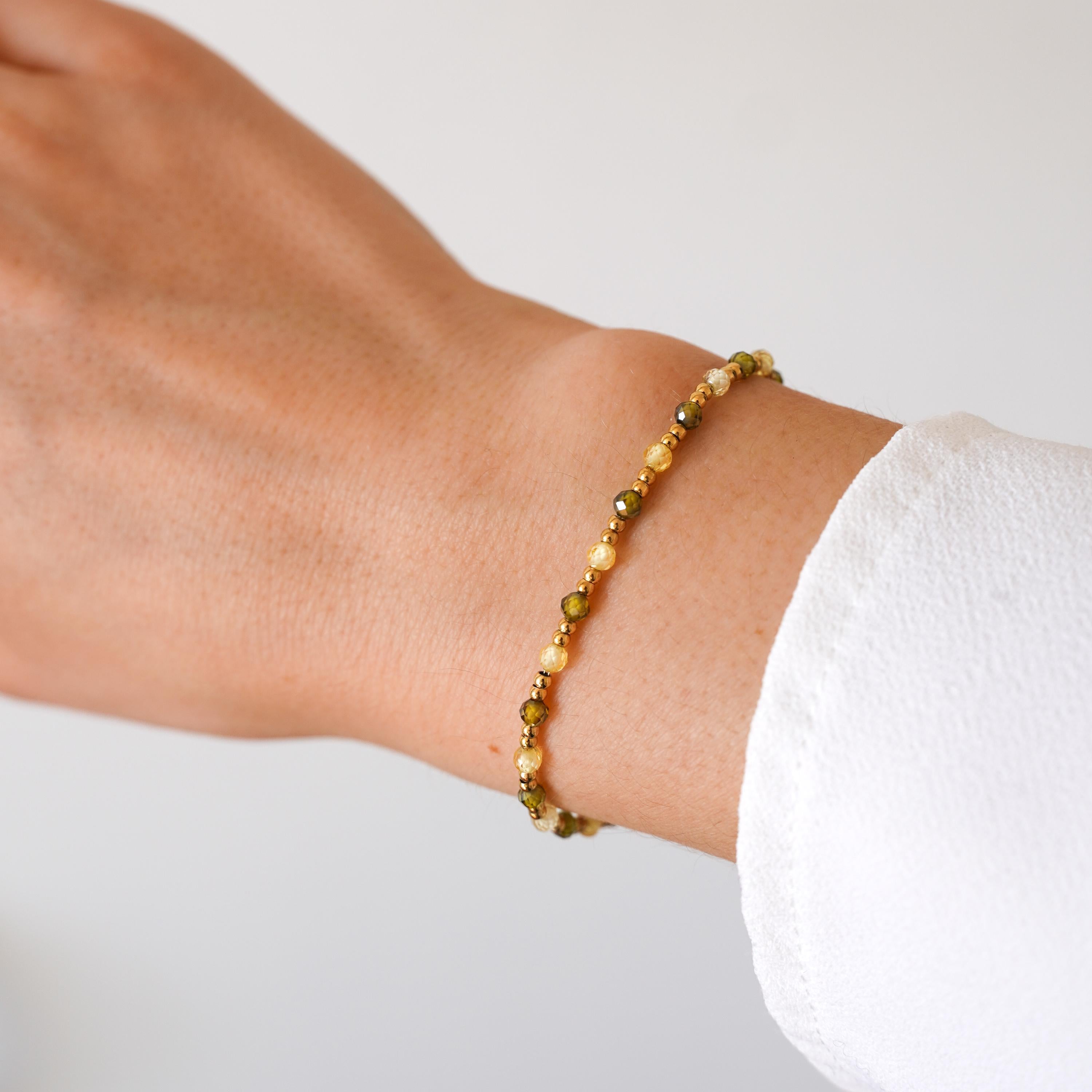 Bracelet en perles en cristal vert