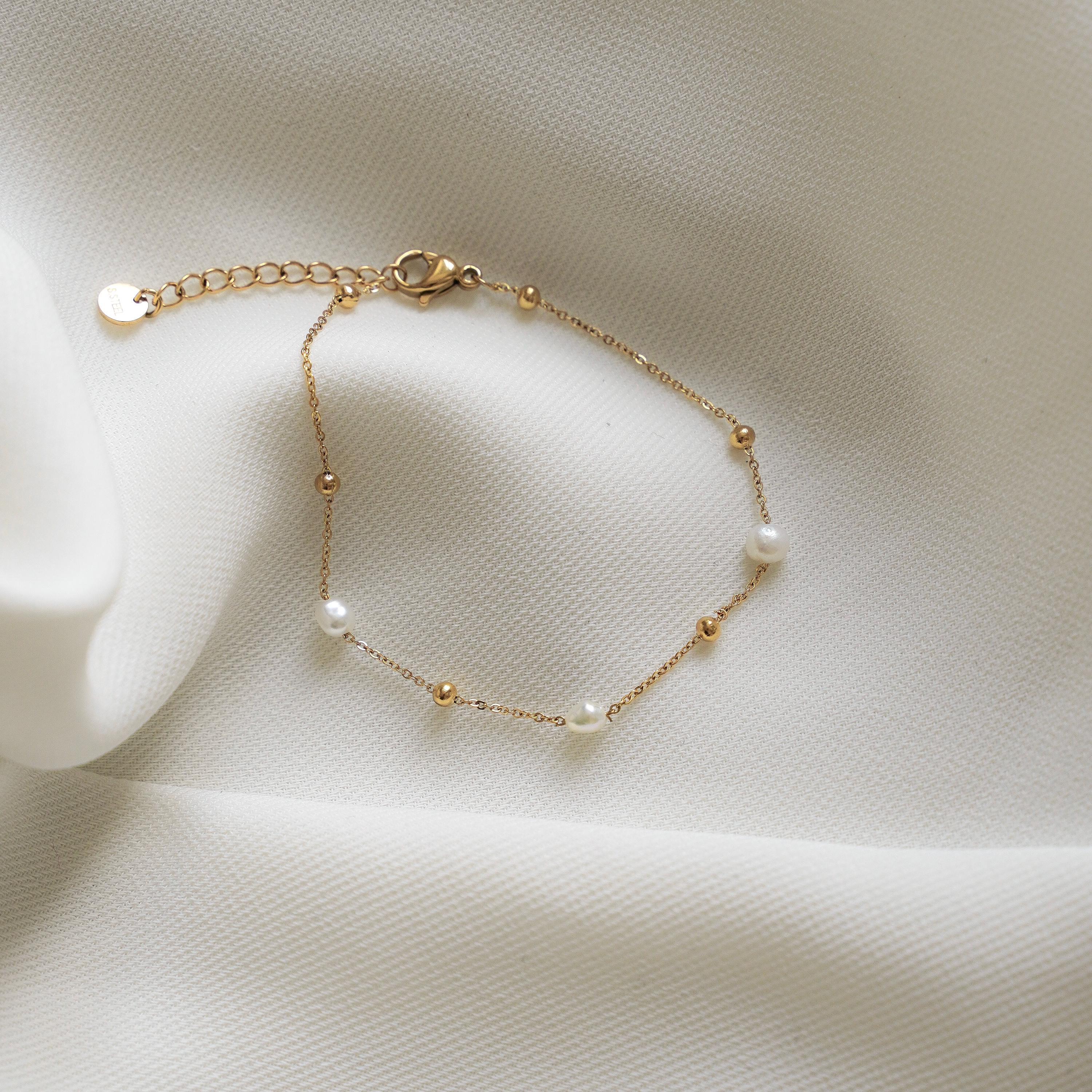 Bracelet fin perles d'eau douce / Bracelet femme perles nacre