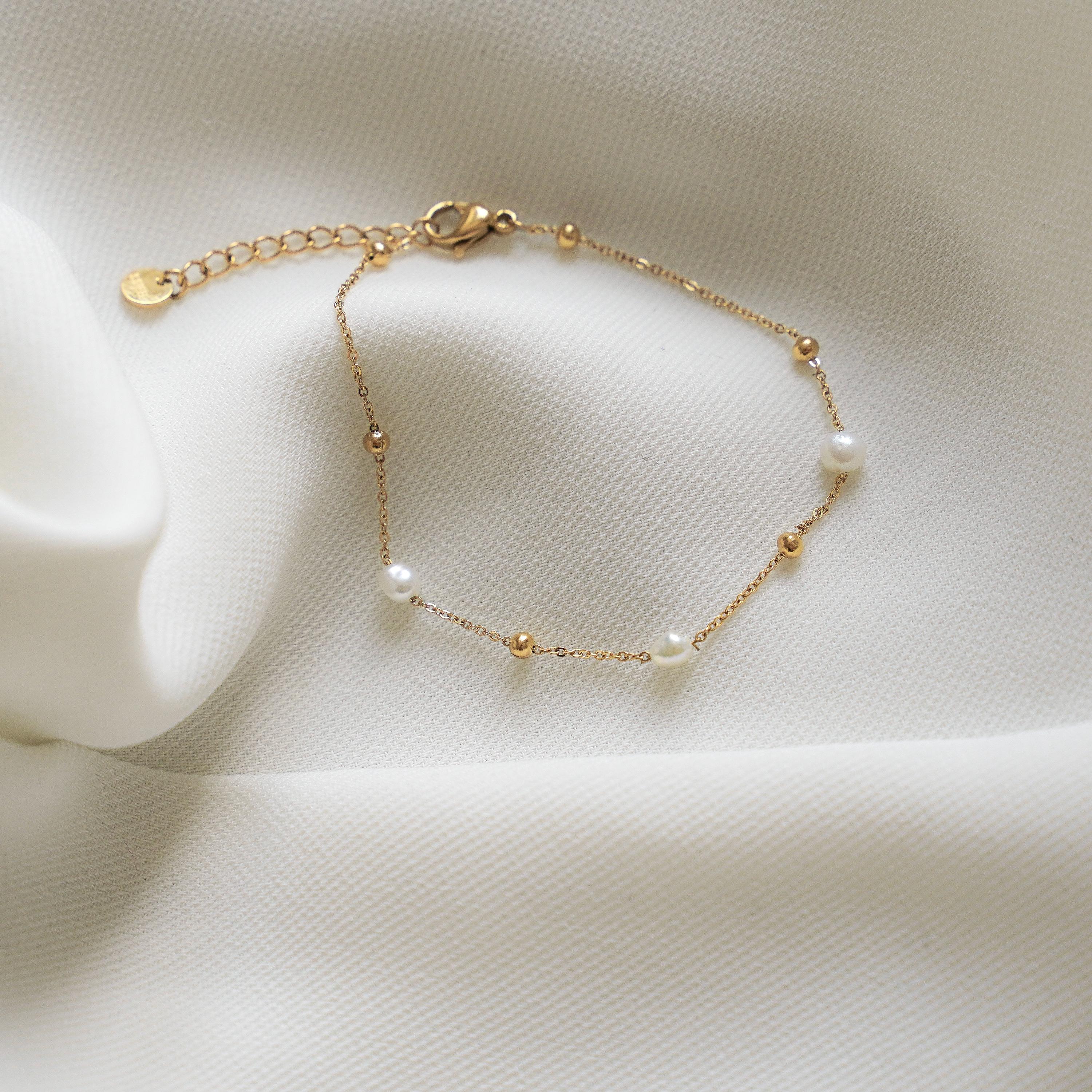 Bracelet fin perles d'eau douce / Bracelet femme perles nacre