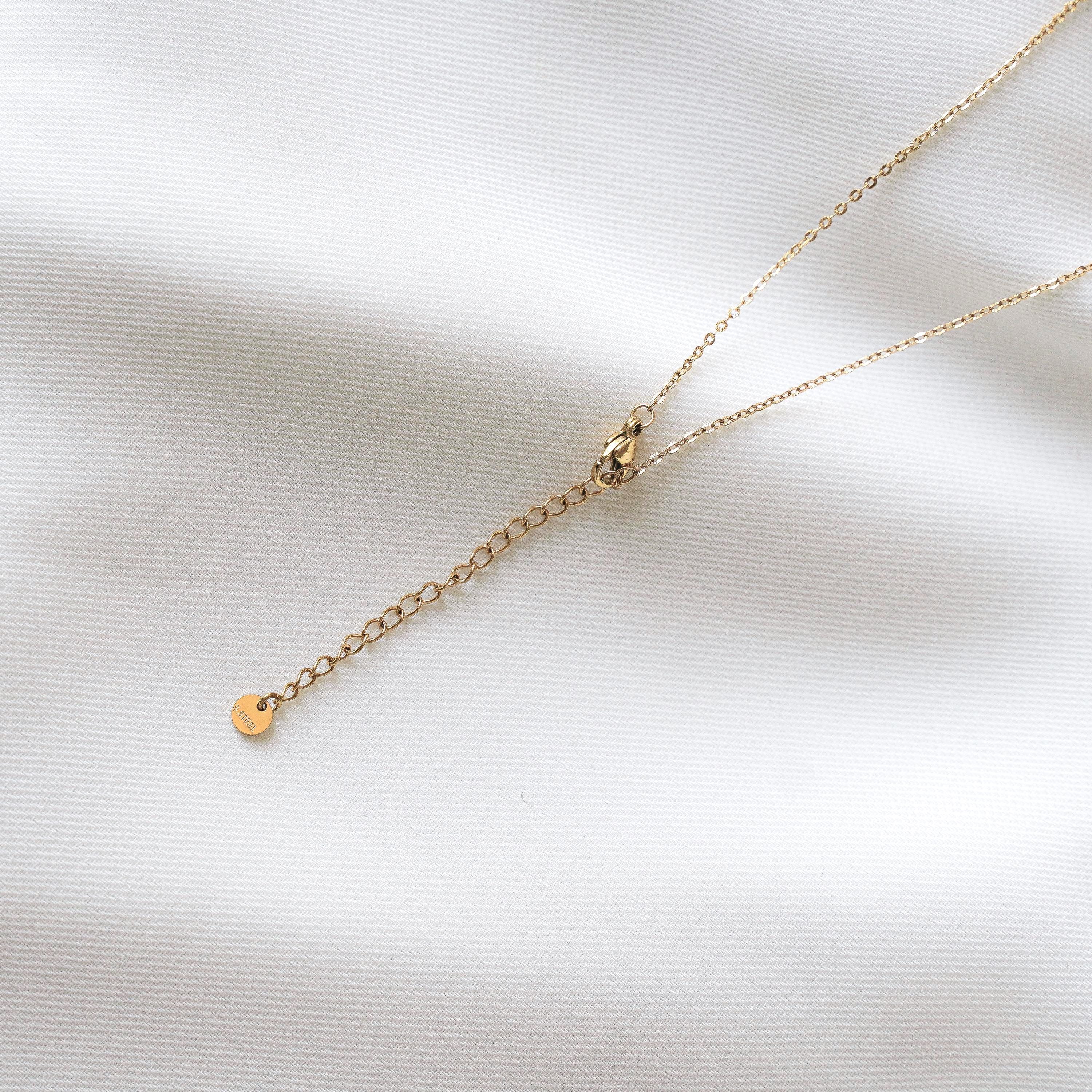 Collier en Y pierre naturelle tourmaline / Collier femme lasso en acier inoxydable et pendentifs pierres vertes roses