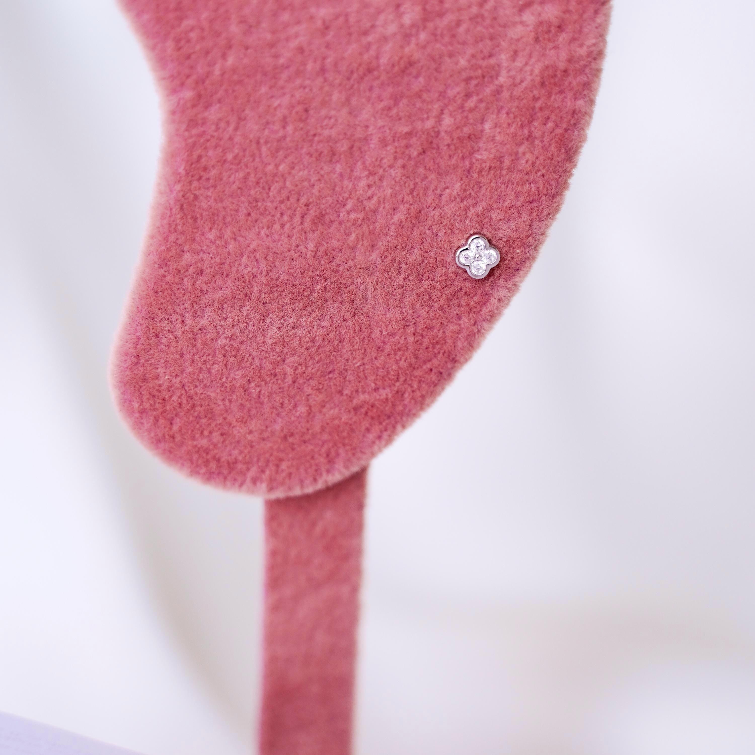 Piercing d'oreille Argent 925 trèfle serti d'oxydes de zirconium / Boucle d'oreille minimaliste individuelle en argent