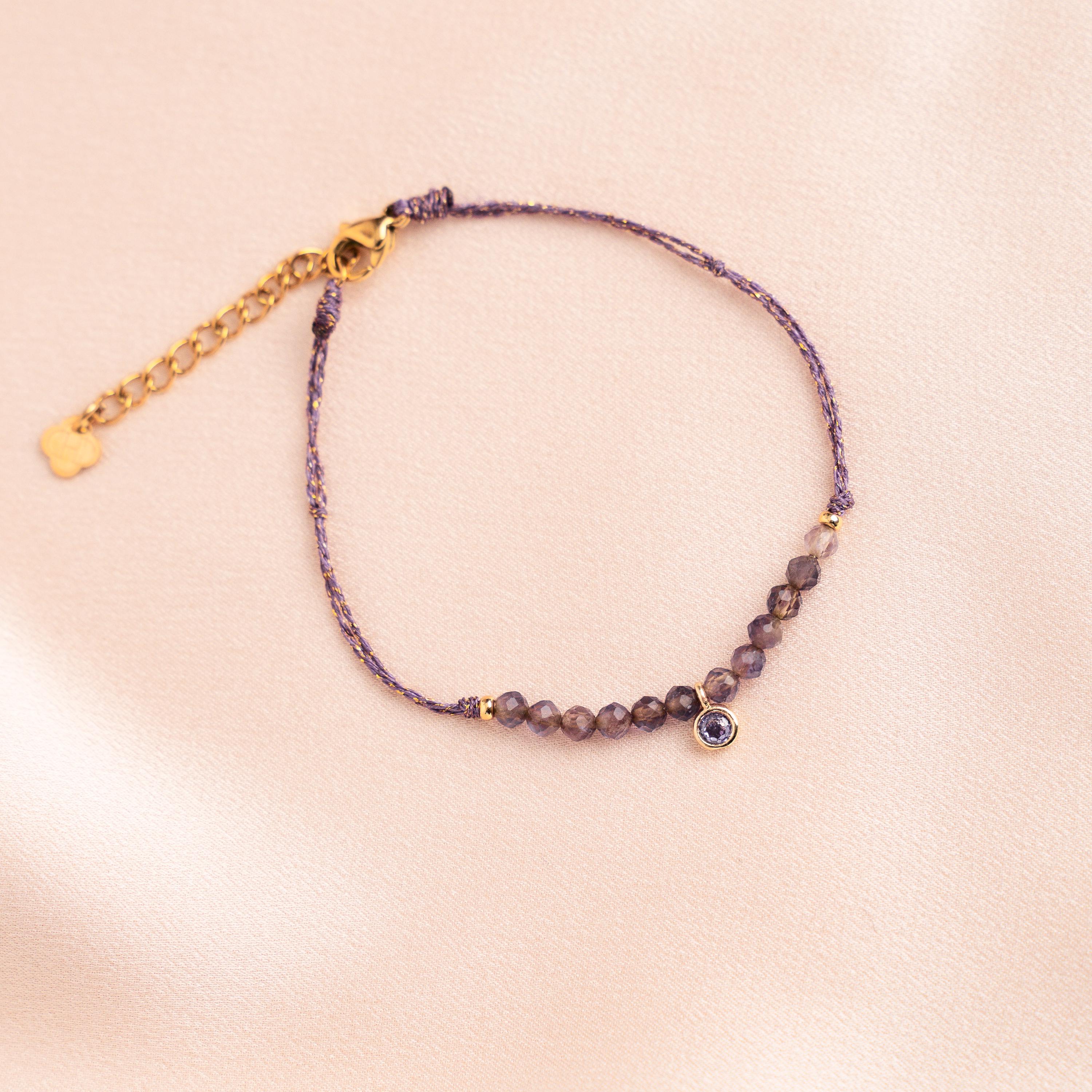 Bracelet perles violettes, zirconium violet / Bracelet en perles Améthyste
