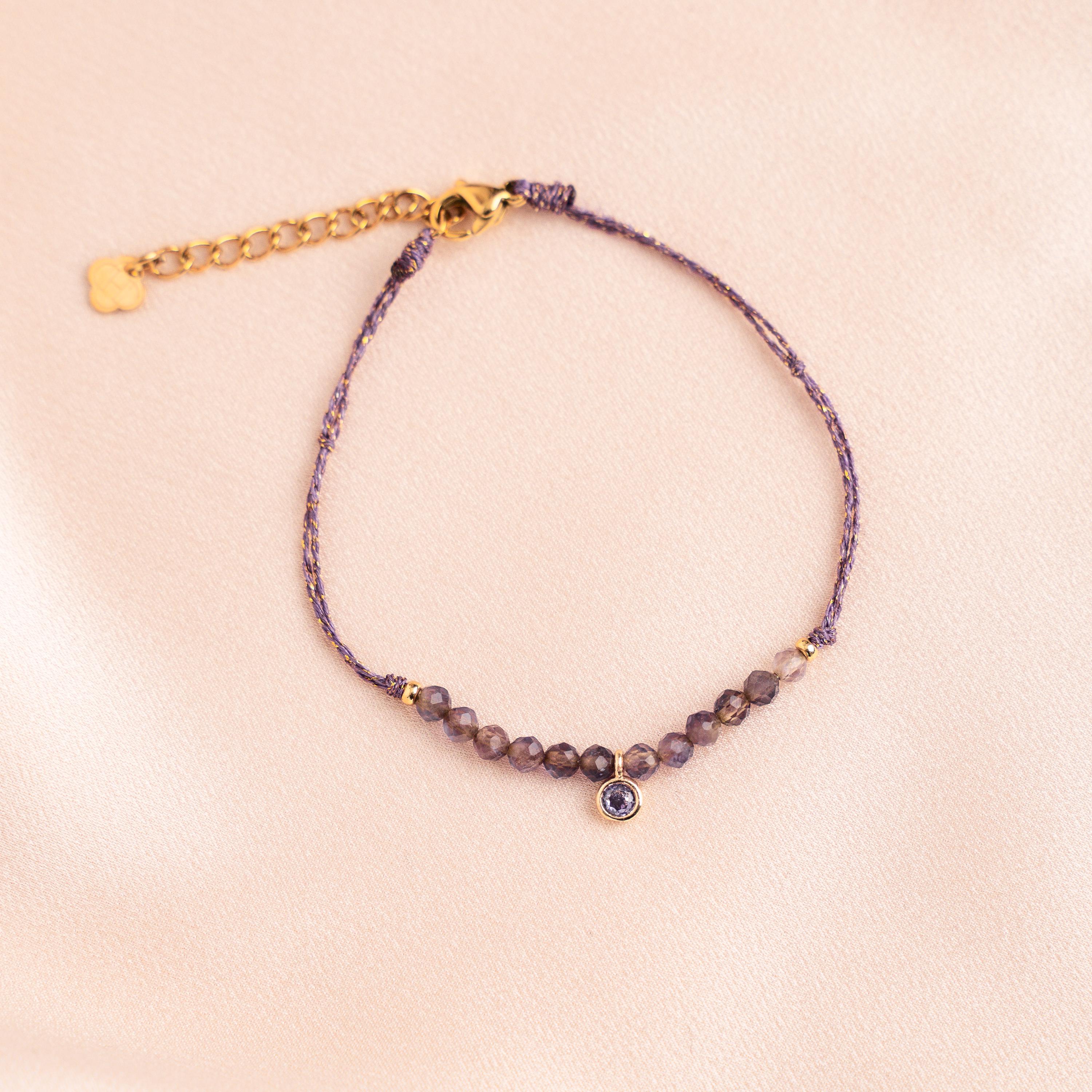 Bracelet perles violettes, zirconium violet / Bracelet en perles Améthyste