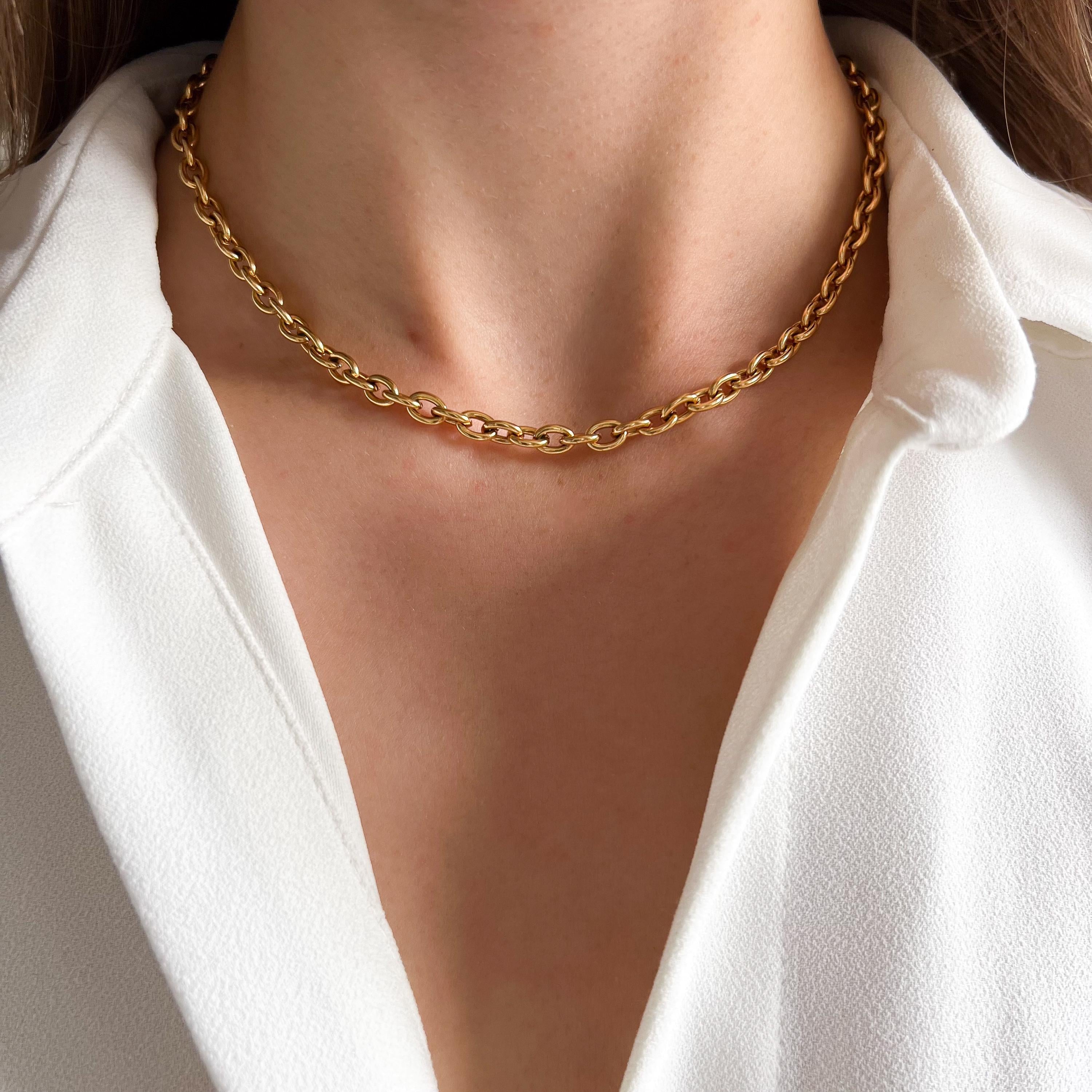 Collier acier inoxydable doré chaine épaisse anneaux ovales