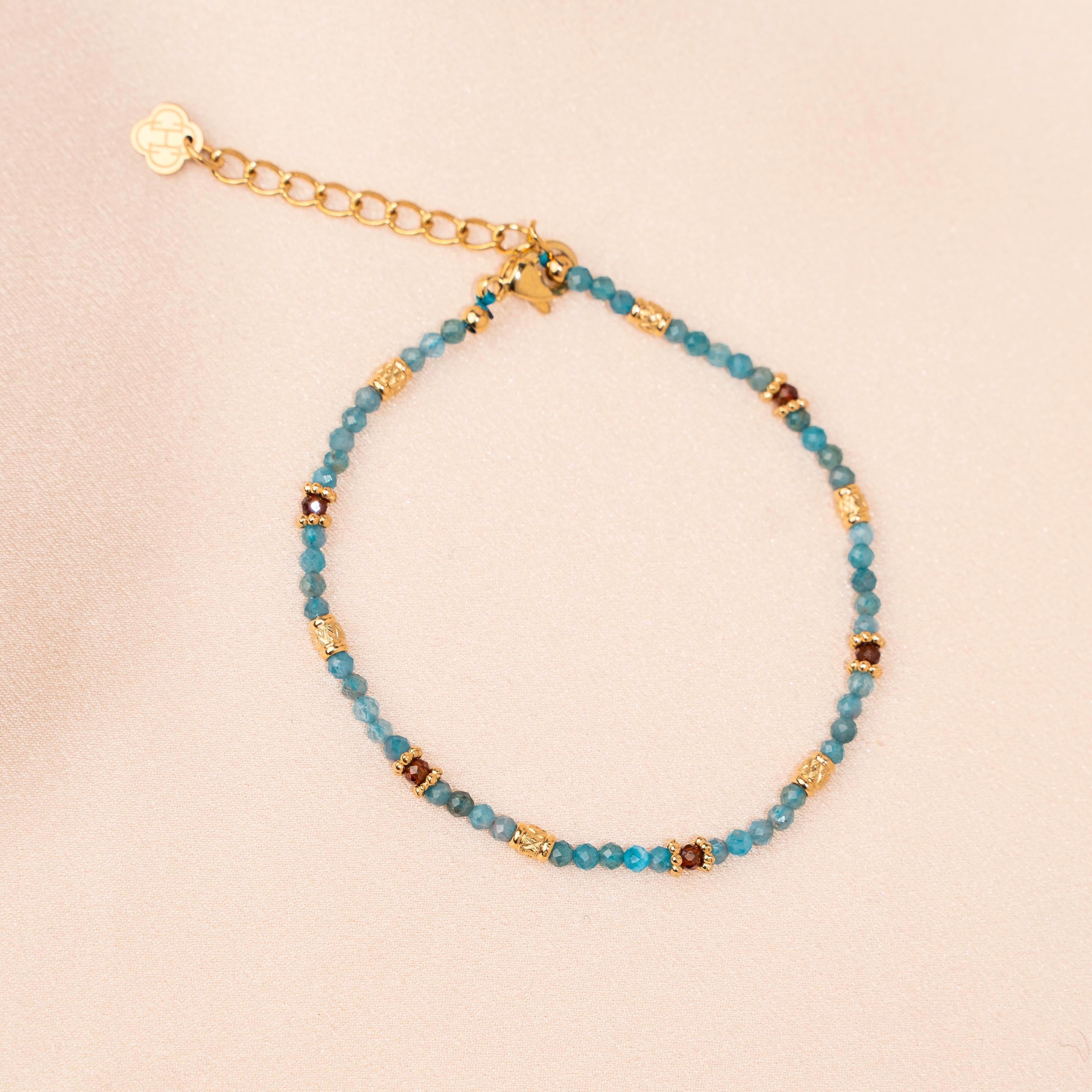 Bracelet perles en pierre naturelle apatite / bracelet femme perles bleues