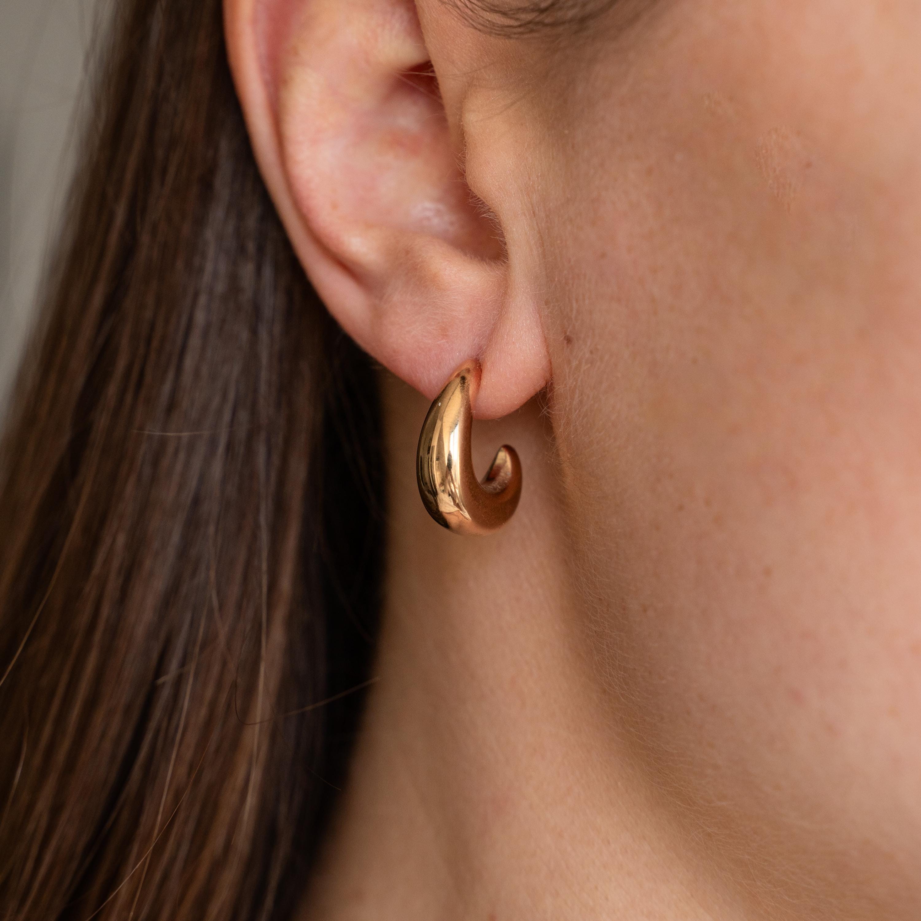 Boucles d'oreilles bombées en acier inoxydable / Boucle d'oreille femme créoles