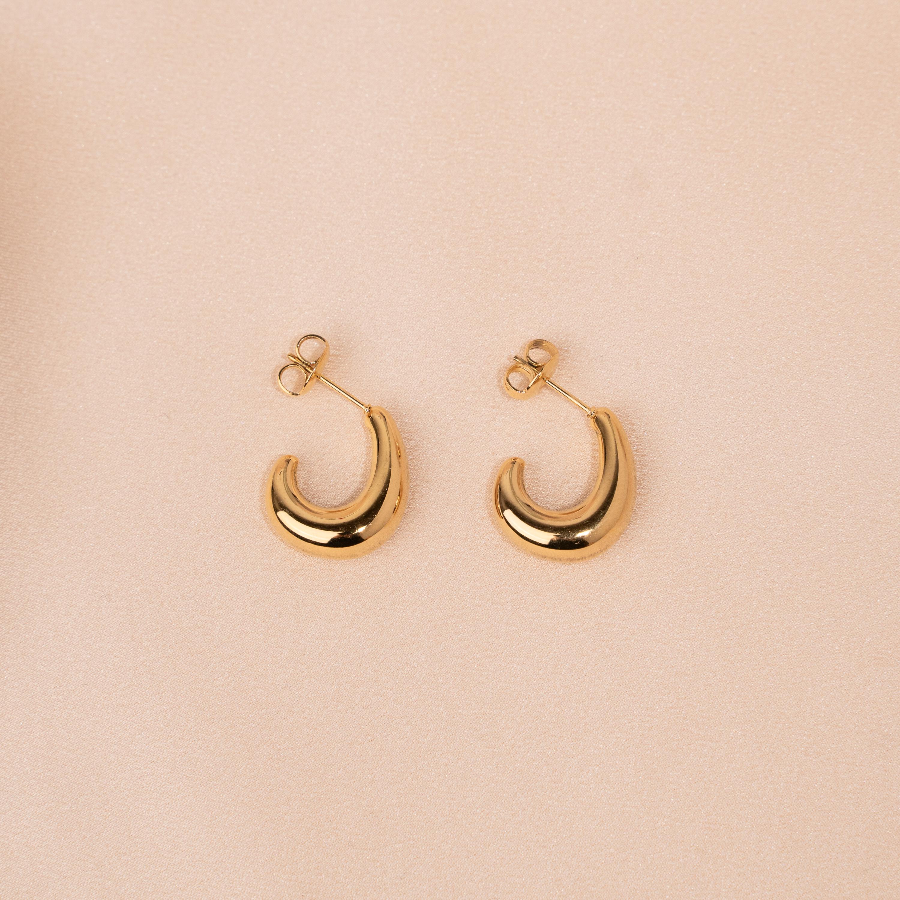 Boucles d'oreilles bombées en acier inoxydable / Boucle d'oreille femme créoles