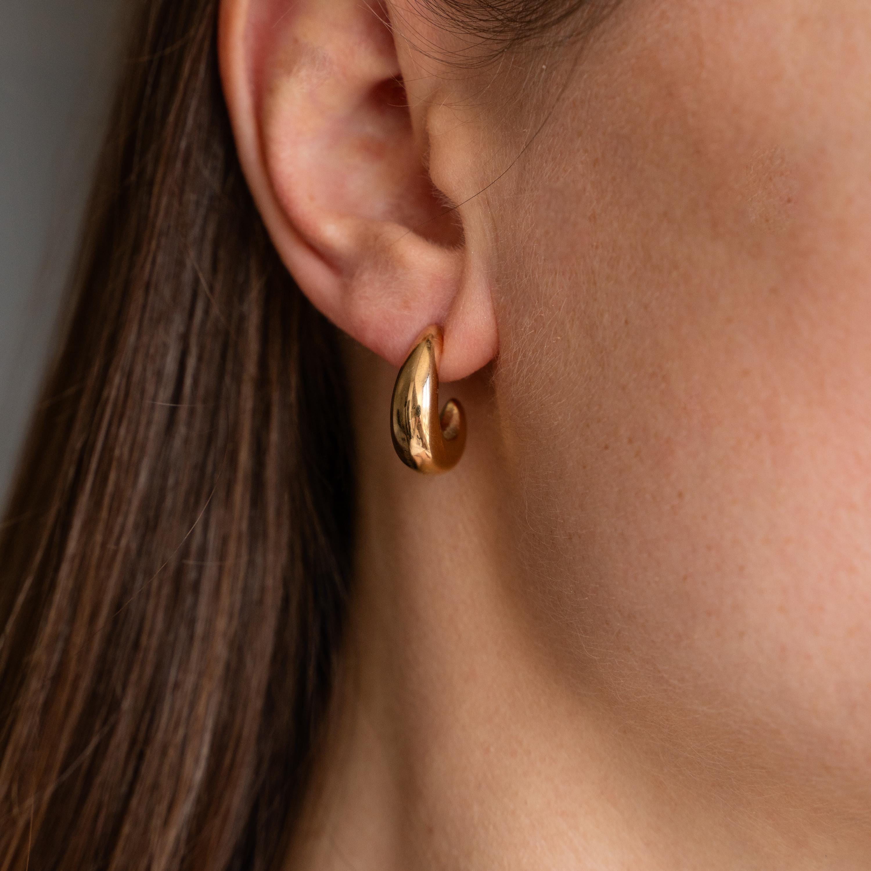 Boucles d'oreilles bombées en acier inoxydable / Boucle d'oreille femme créoles