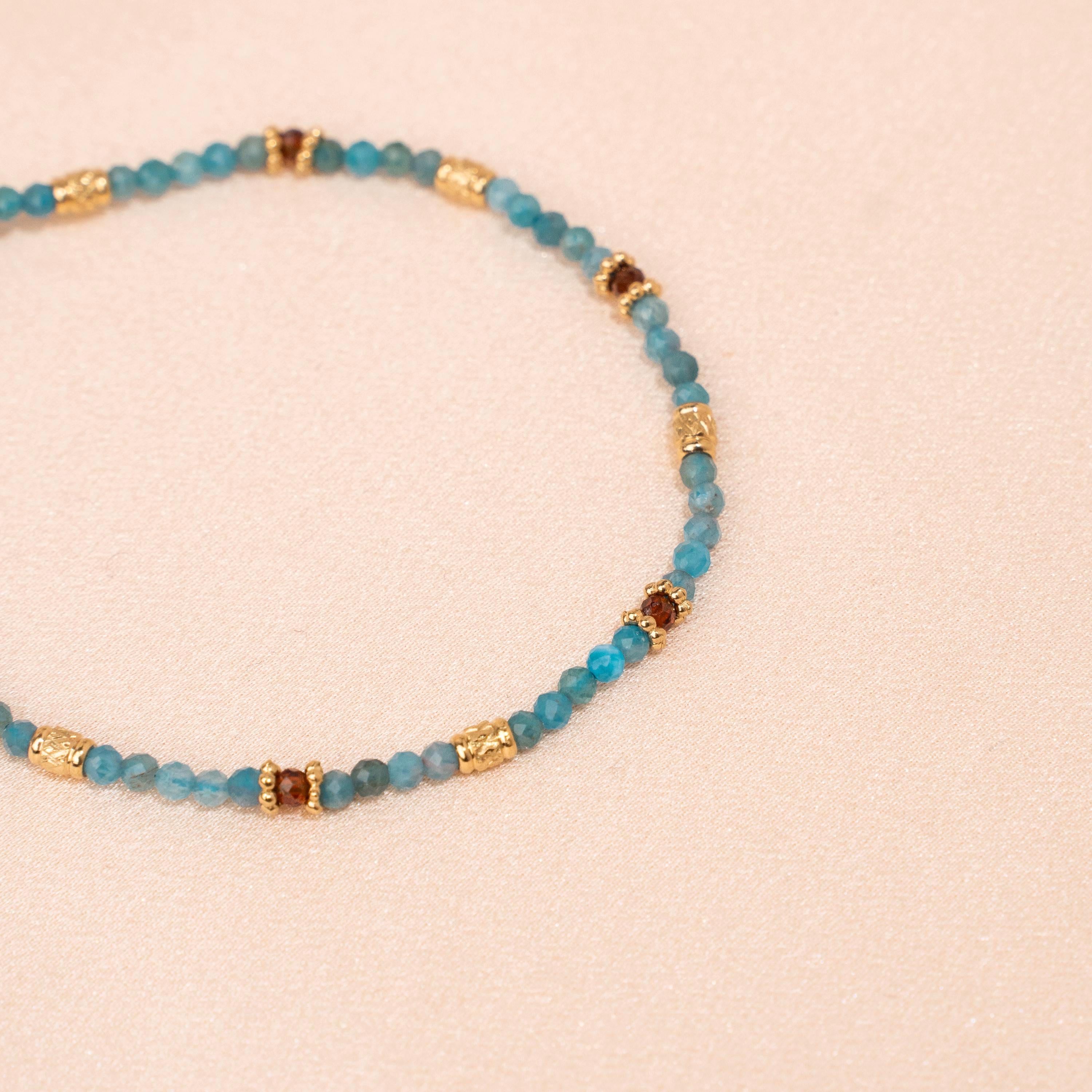 Bracelet perles en pierre naturelle apatite / bracelet femme perles bleues