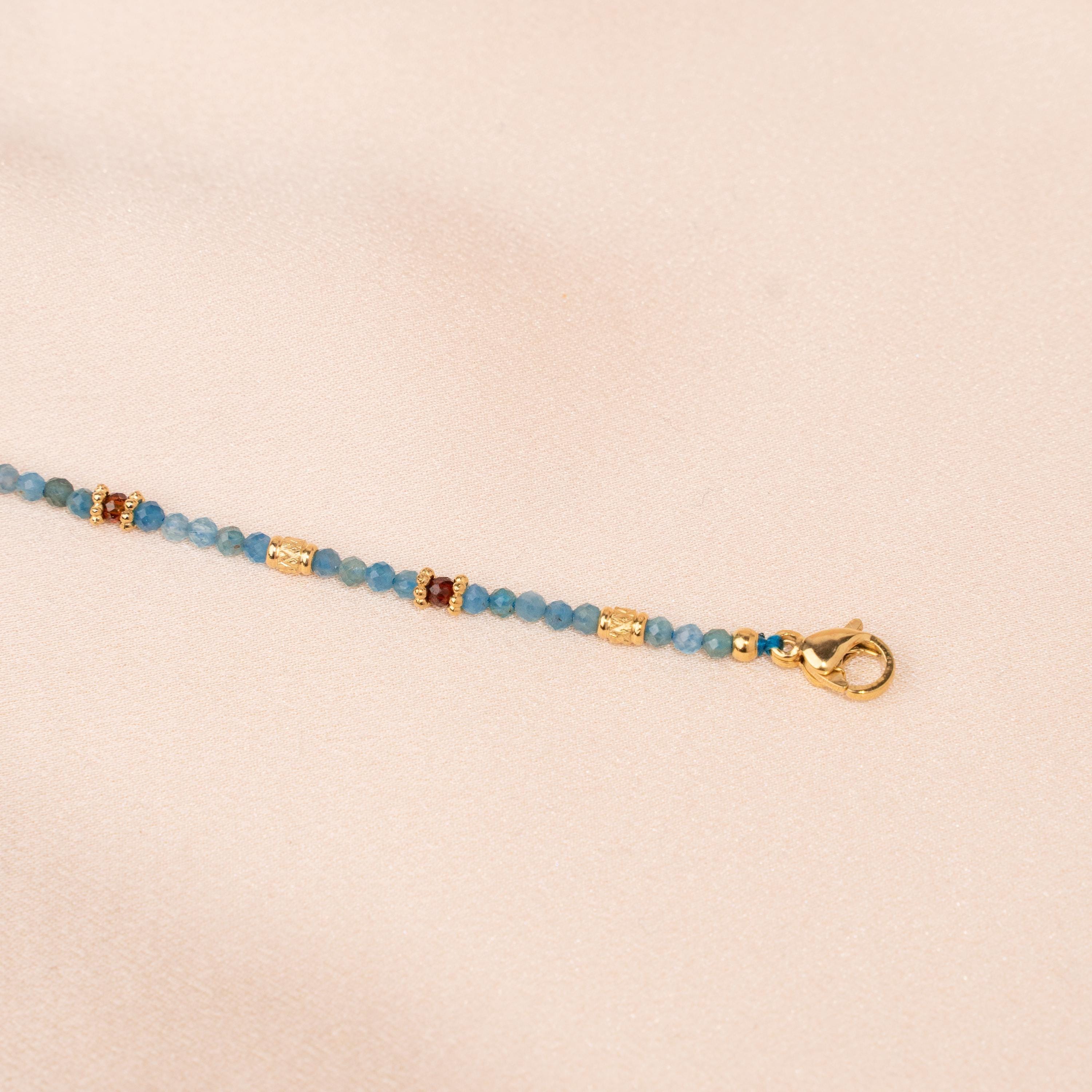 Bracelet perles en pierre naturelle apatite / bracelet femme perles bleues