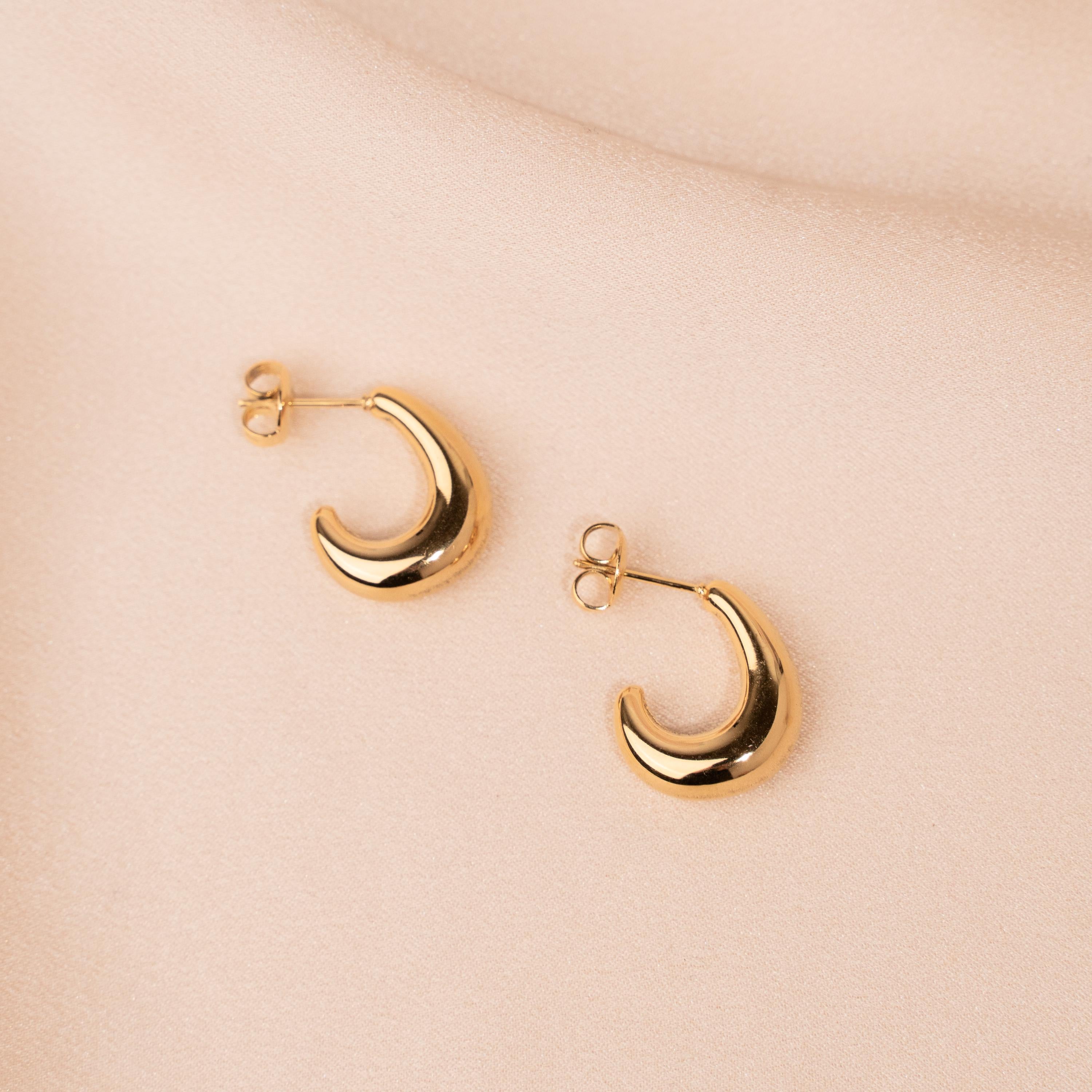 Boucles d'oreilles bombées en acier inoxydable / Boucle d'oreille femme créoles