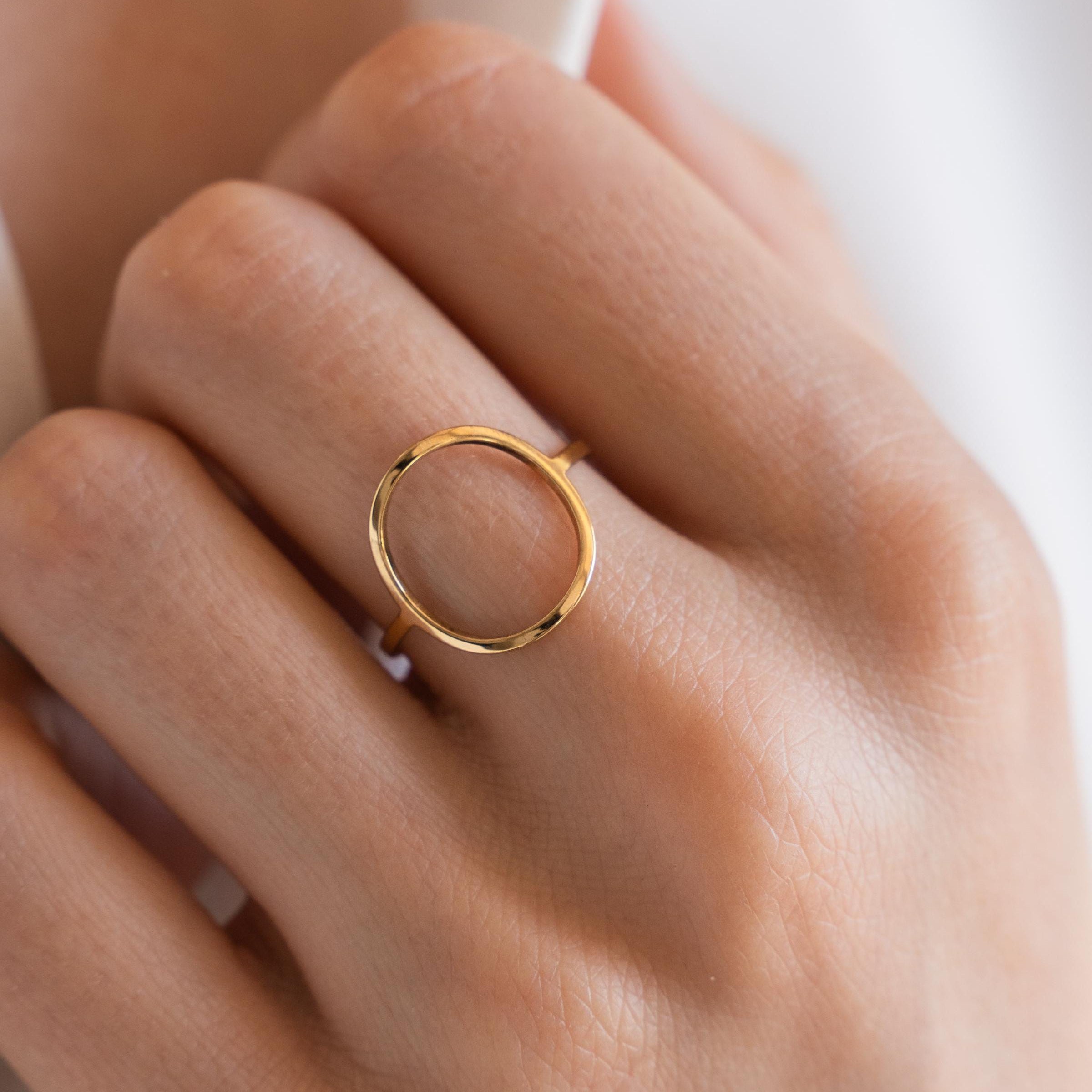 Bague fine femme acier inoxydable cercle / bague fine résistant à l'eau