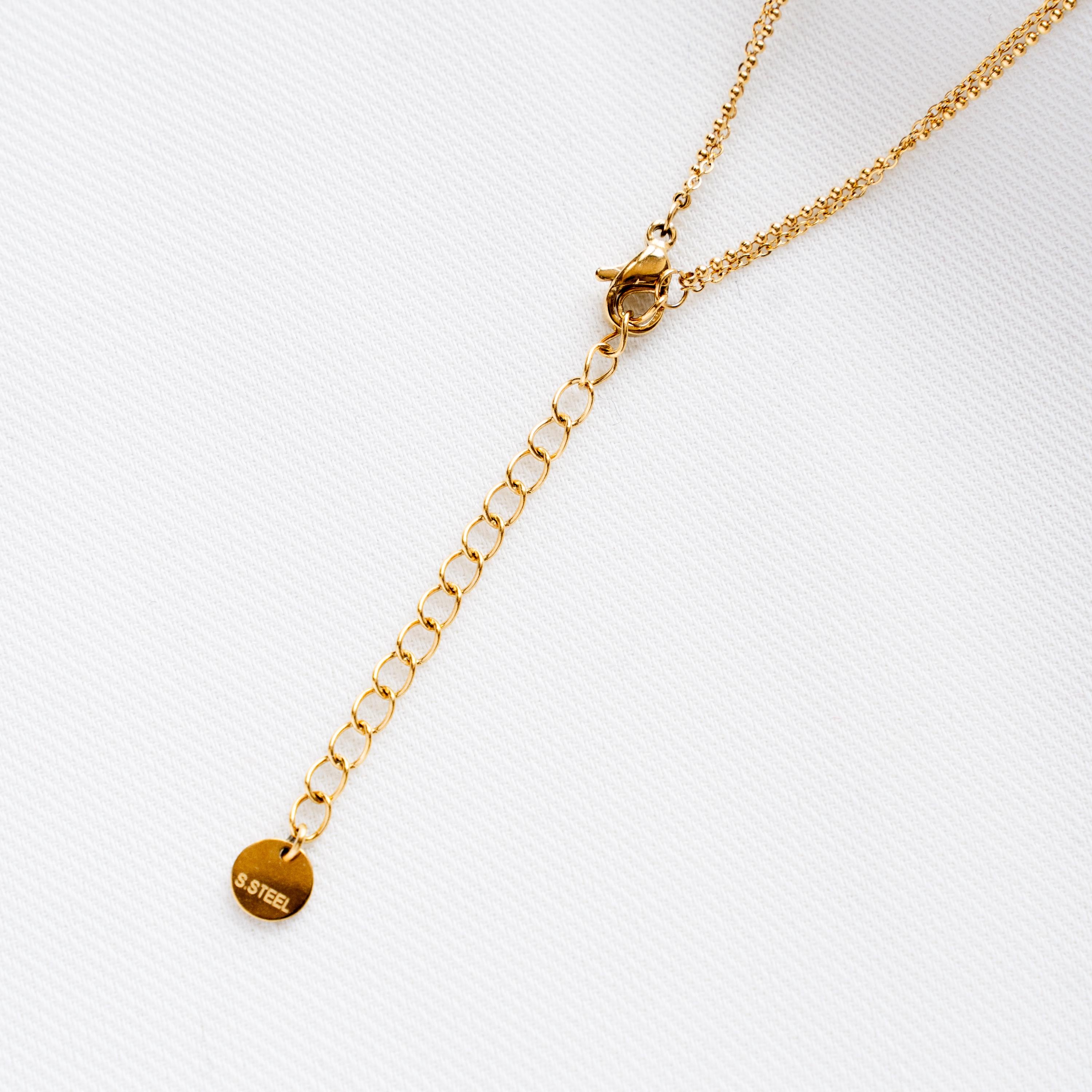 Collier acier inoxydable pendentif étoile médaille chaine fine / Collier femme fin chaine double